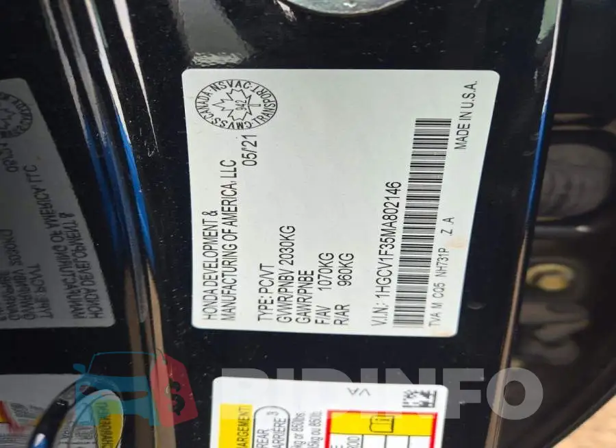 1HGCV1F35MA802146 Photo# 13