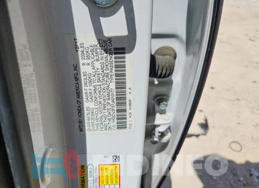 1HGCV2F57JA010177 Photo# 12