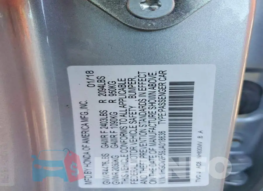 1HGCV2F59JA018636 Photo# 12