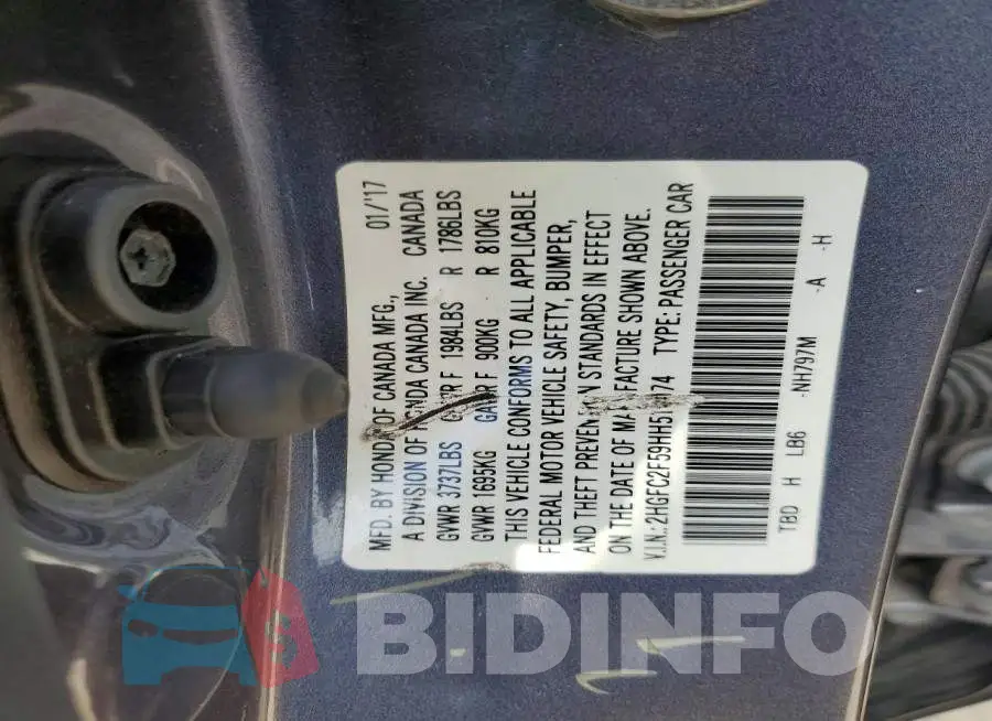 2HGFC2F59HH515474 Photo# 12
