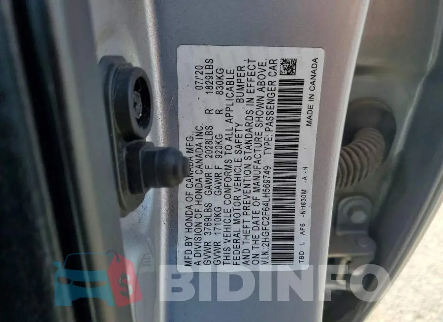 2HGFC2F64LH569749 Photo# 12