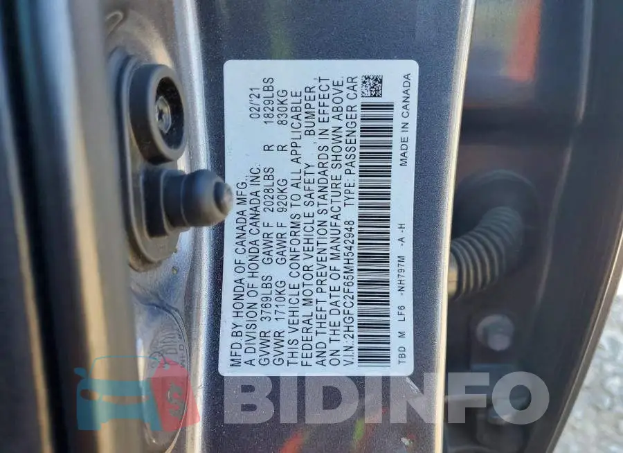 2HGFC2F65MH542948 Photo# 13