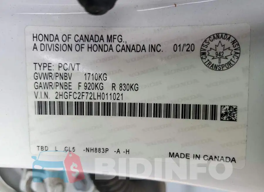 2HGFC2F72LH011021 Photo# 12