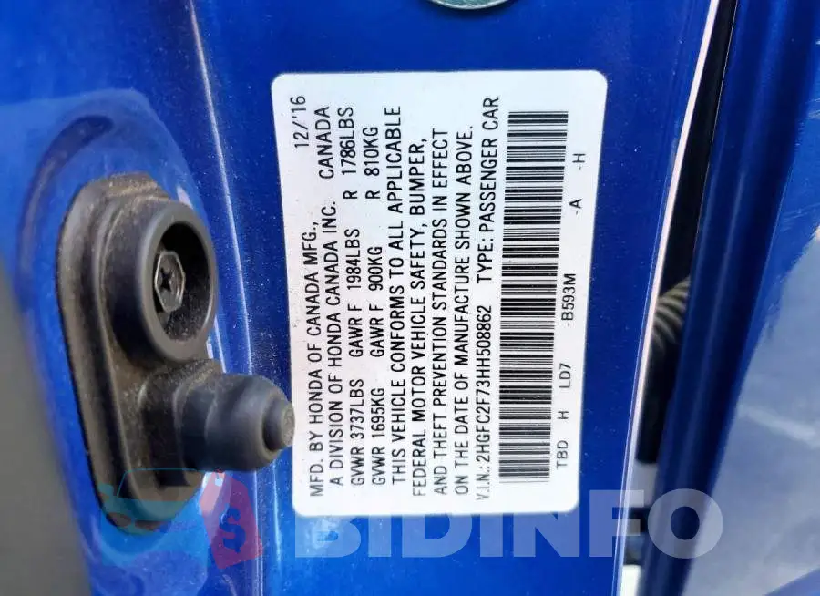 2HGFC2F73HH508862 Photo# 12
