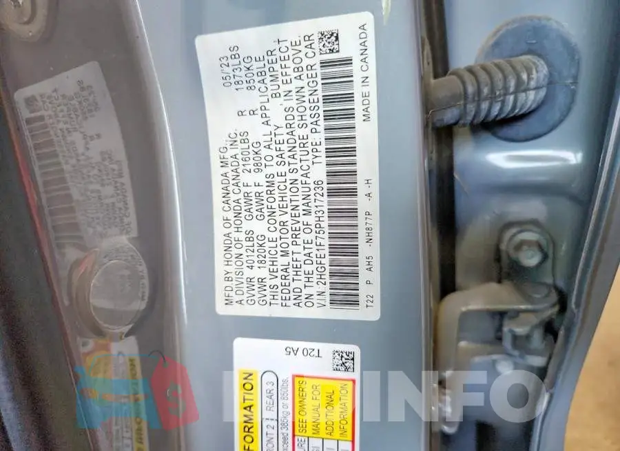 2HGFE1F75PH317236 Photo# 12