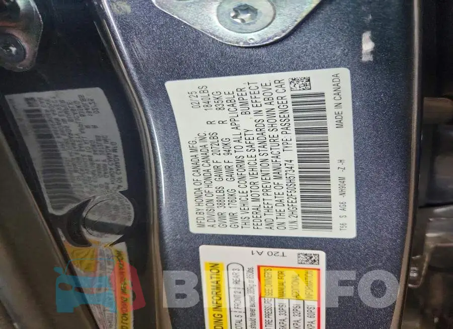 2HGFE2F50SH573474 Photo# 12