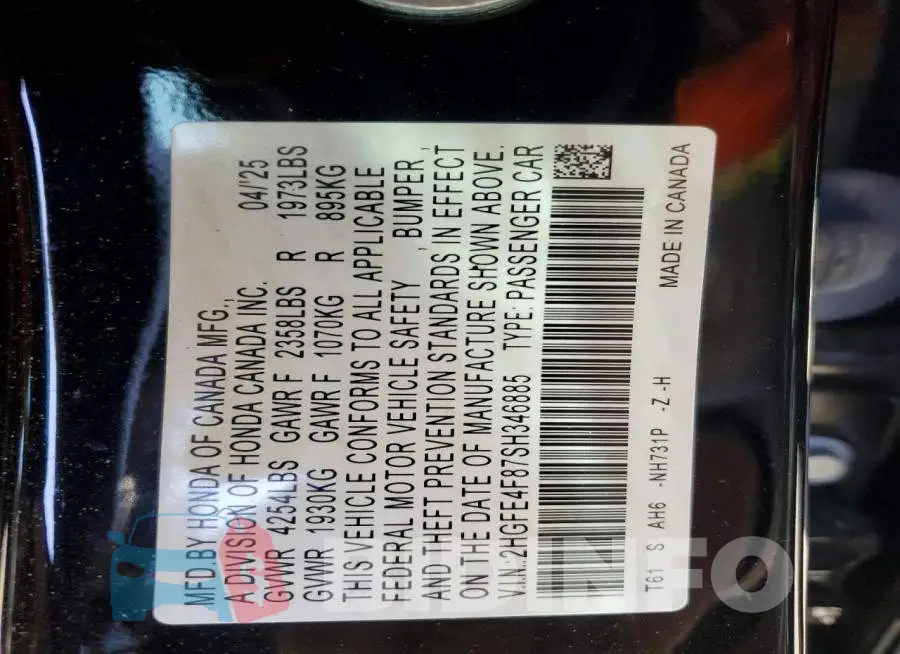 2HGFE4F87SH346885 Photo# 13