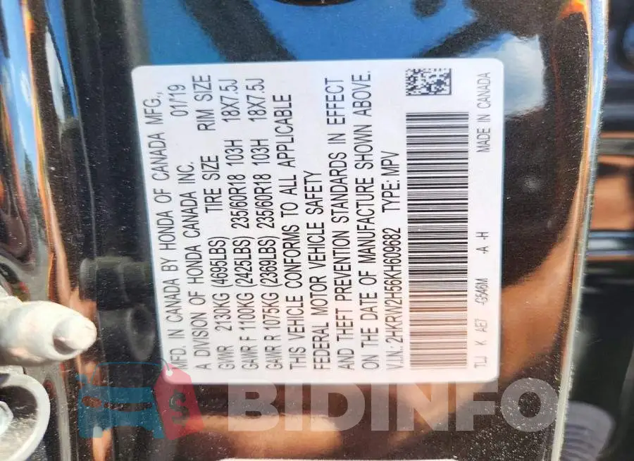 2HKRW2H56KH609682 Photo# 14