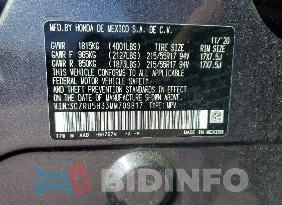 3CZRU5H33MM709817 Photo# 12