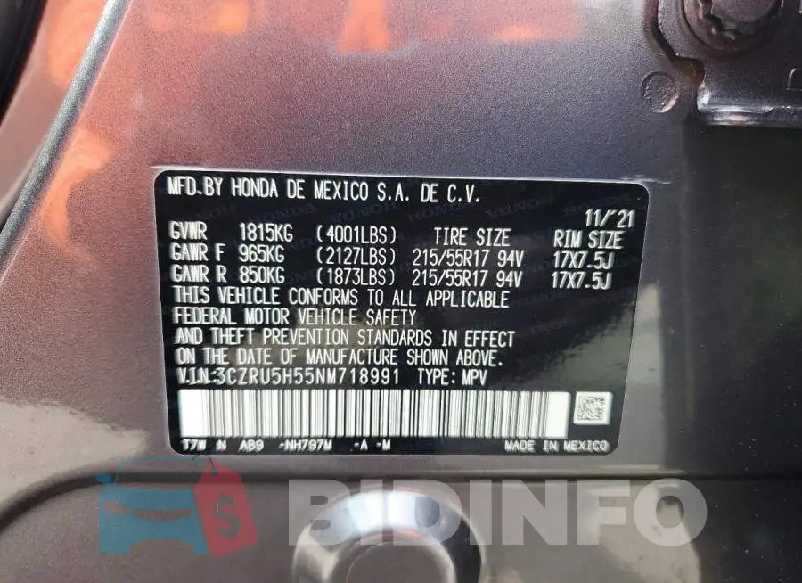 3CZRU5H55NM718991 Photo# 14