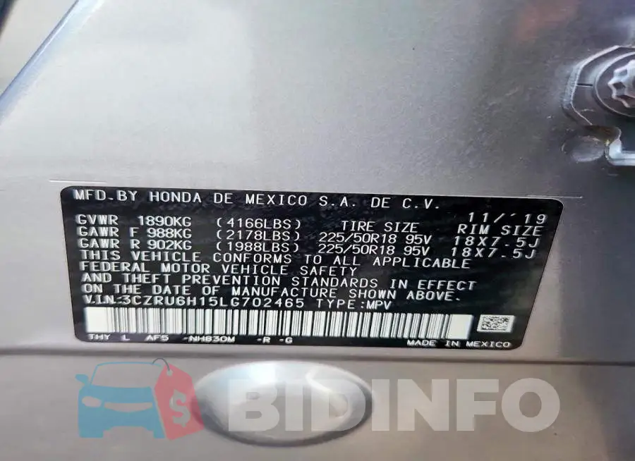 3CZRU6H15LG702465 Photo# 13