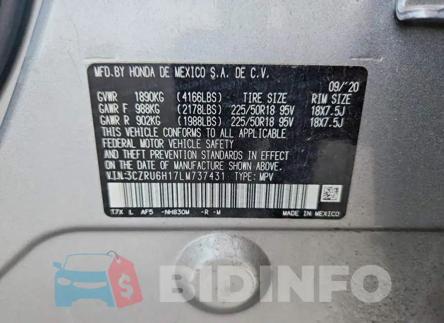 3CZRU6H17LM737431 Photo# 13