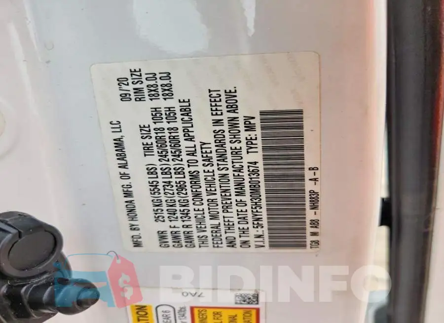 5FNYF5H30MB013674 Photo# 13