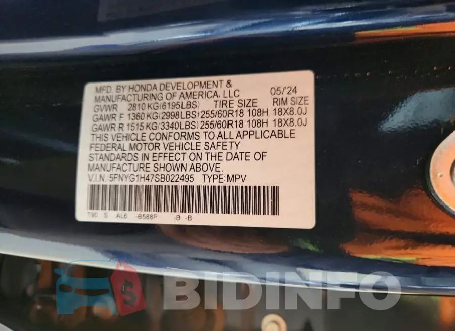 5FNYG1H47SB022495 Photo# 13