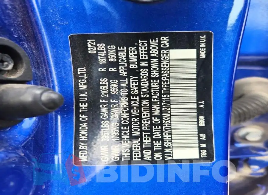 SHHFK7H6XMU217115 Photo# 12