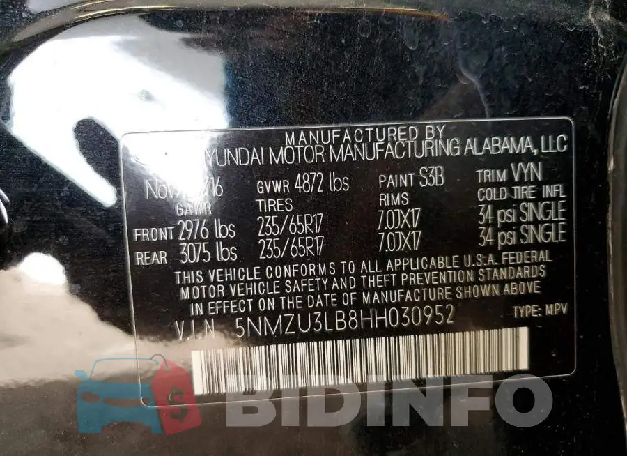 5NMZU3LB8HH030952 Photo# 13