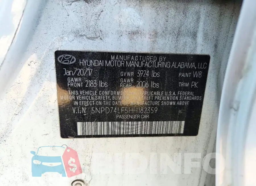 5NPD74LF5HH182359 Photo# 12