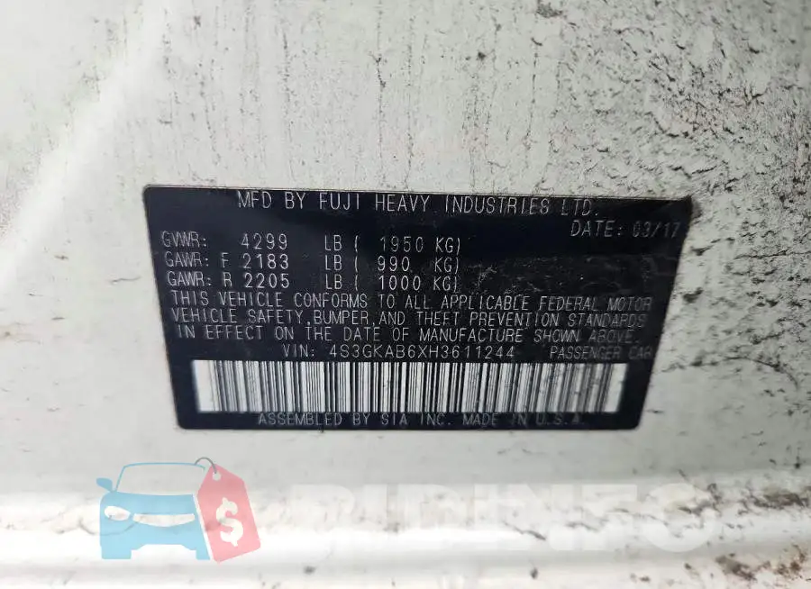 4S3GKAB6XH3611244 Photo# 12
