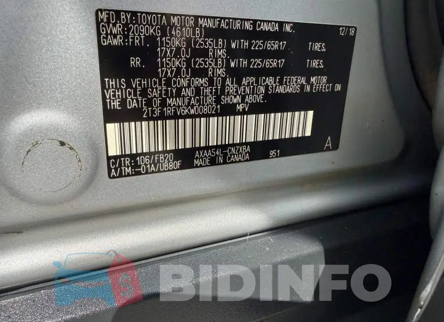 2T3F1RFV6KW008021 Photo# 10