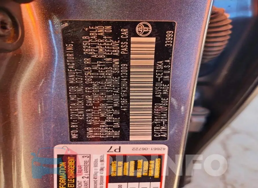 4T1BF1FK2HU413009 Photo# 12