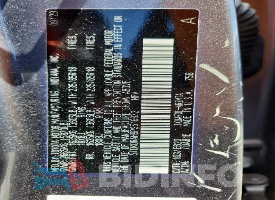 5TDKDRAH9PS516872 Photo# 13