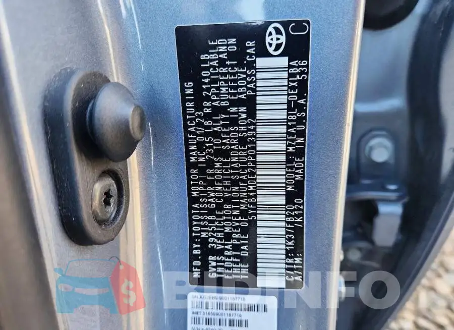 5YFB4MDE2PP013942 Photo# 13