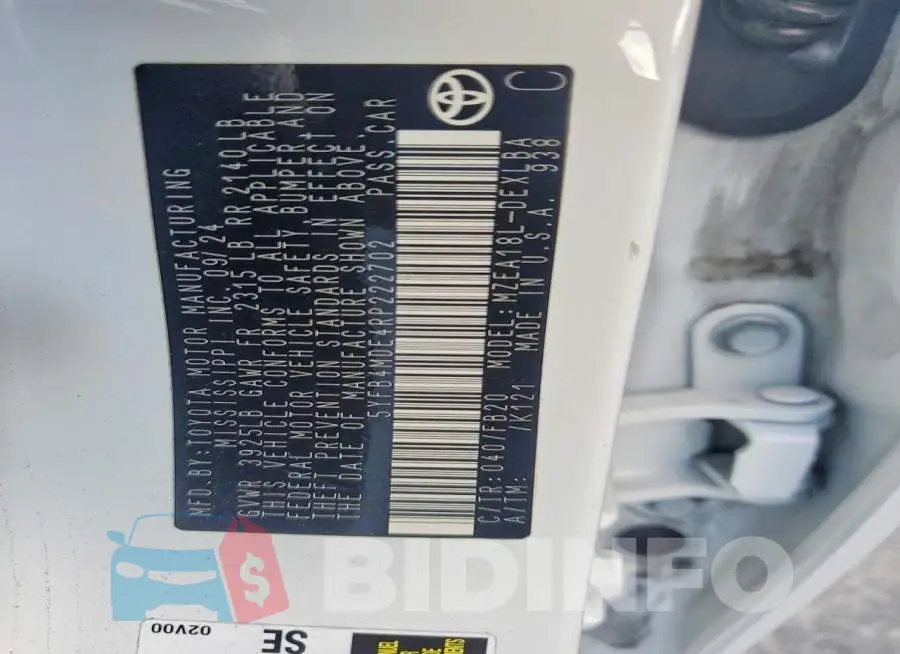 5YFB4MDE4RP222702 Photo# 12