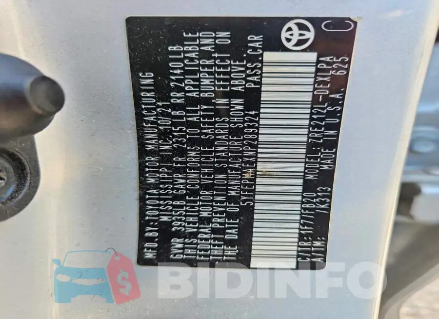 5YFEPMAEXNP289324 Photo# 12
