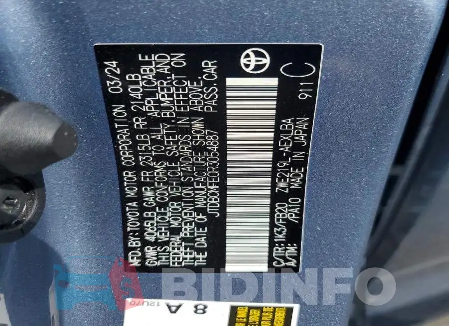 JTDBCMFE0R3054887 Photo# 13