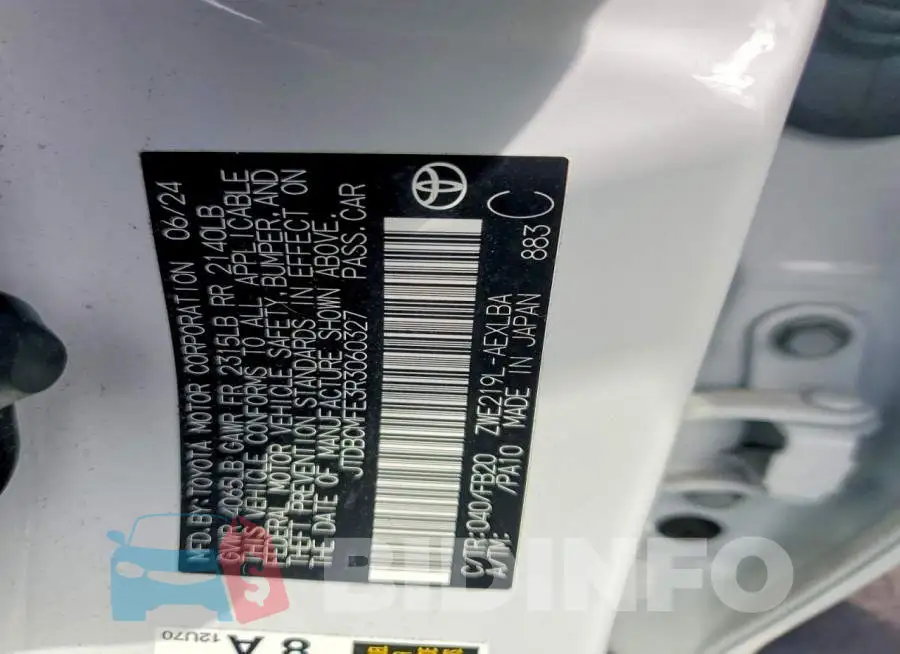 JTDBCMFE3R3060327 Photo# 12
