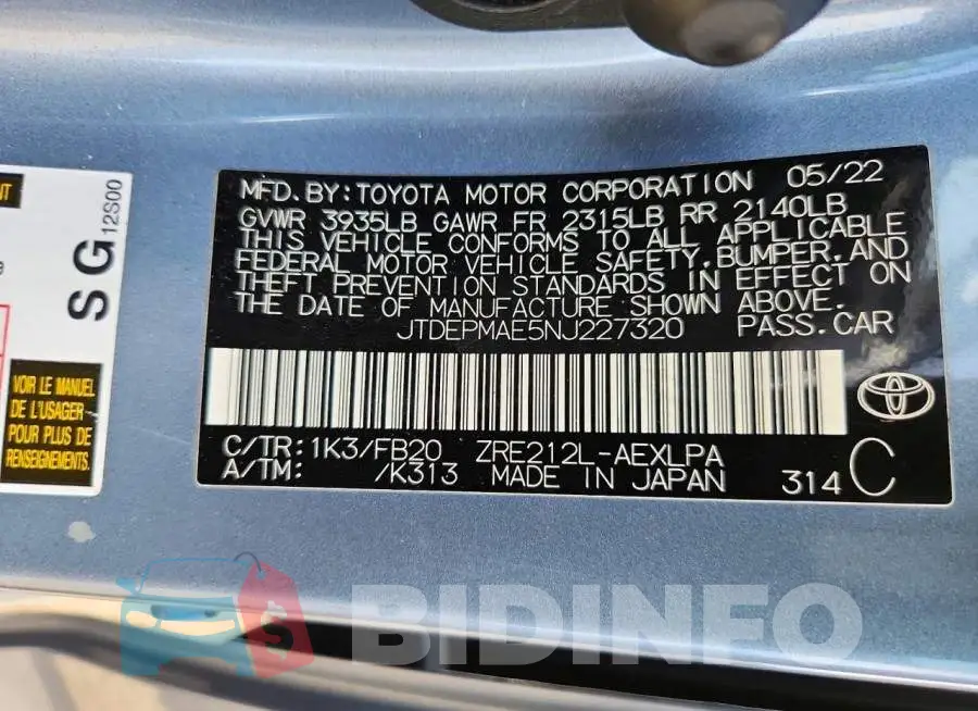 JTDEPMAE5NJ227320 Photo# 12