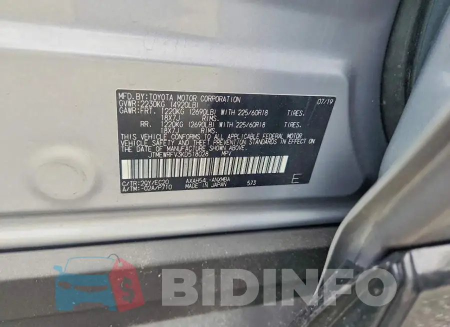 JTMEWRFV3KD518028 Photo# 13