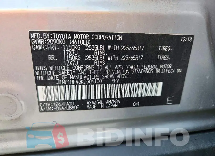 JTMP1RFV3KD506100 Photo# 13