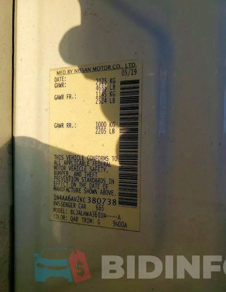 1N4AA6AV2KC380738 Photo# 13