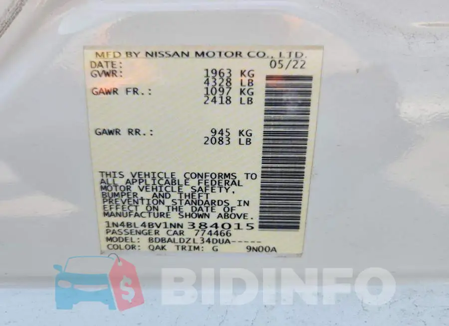 1N4BL4BV1NN384015 Photo# 12