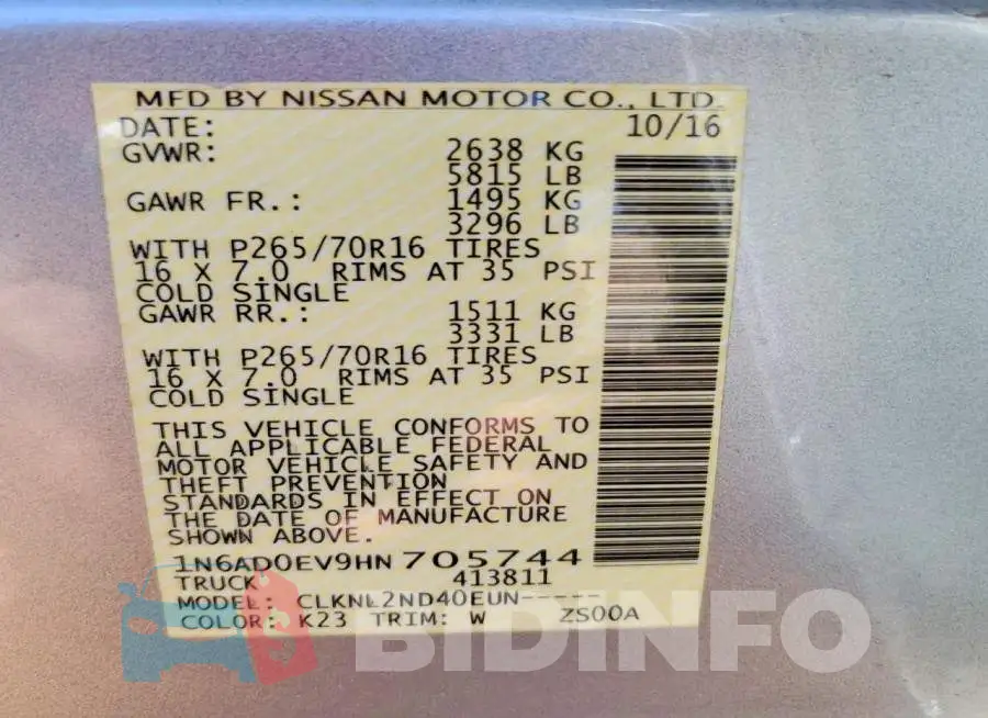 1N6AD0EV9HN705744 Photo# 12
