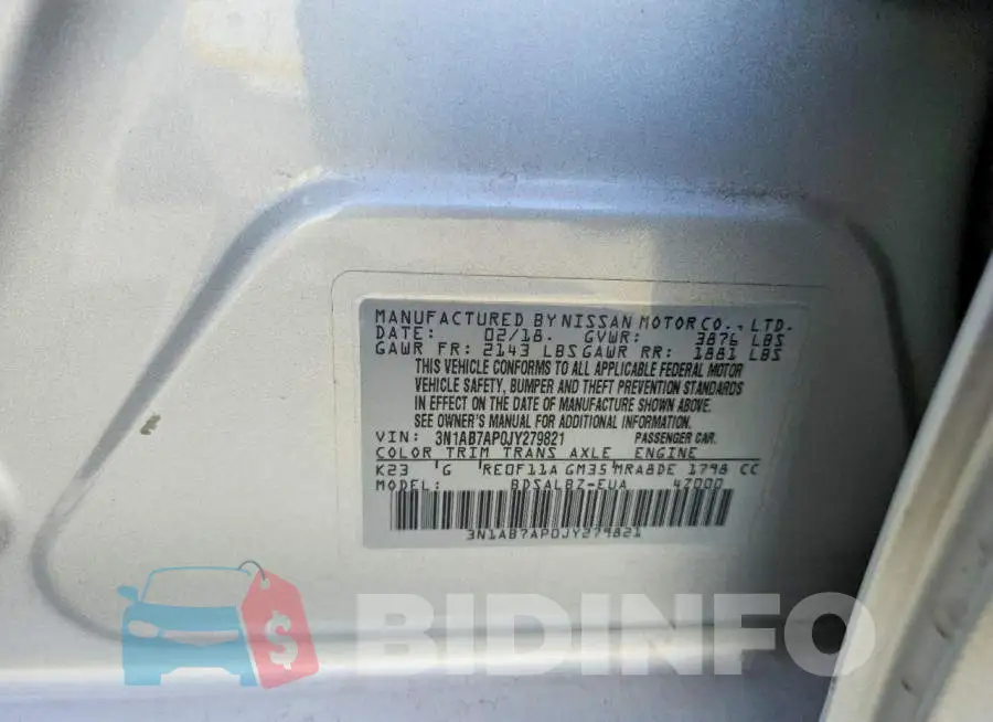 3N1AB7AP0JY279821 Photo# 13