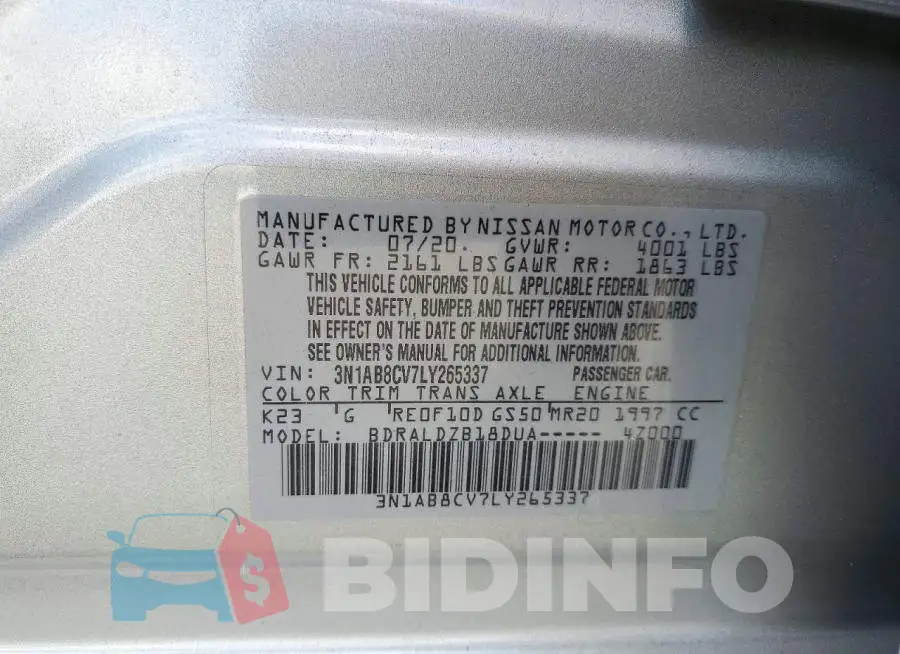 3N1AB8CV7LY265337 Photo# 13