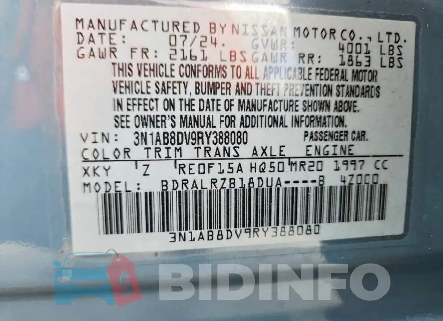 3N1AB8DV9RY388080 Photo# 12