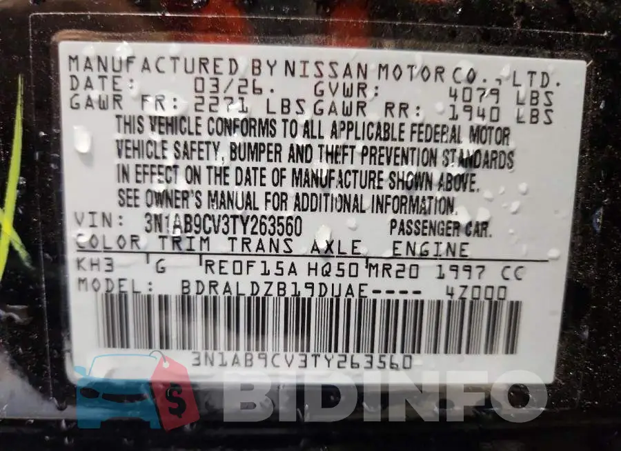 3N1AB9CV3TY263560 Photo# 12
