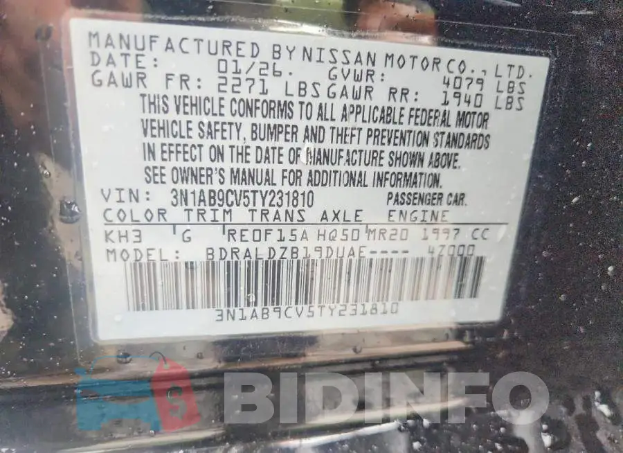 3N1AB9CV5TY231810 Photo# 12