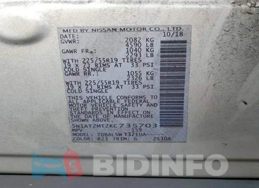 5N1AT2MT2KC735703 Photo# 13