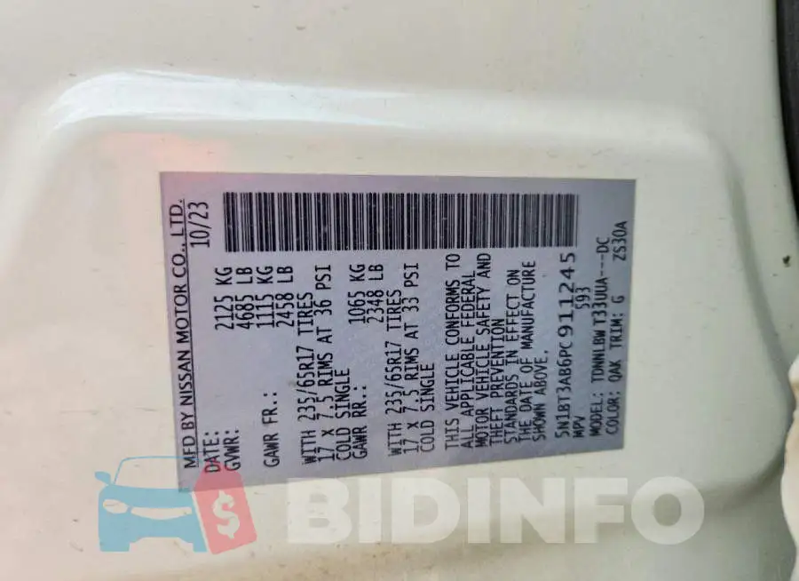 5N1BT3AB6PC911245 Photo# 14