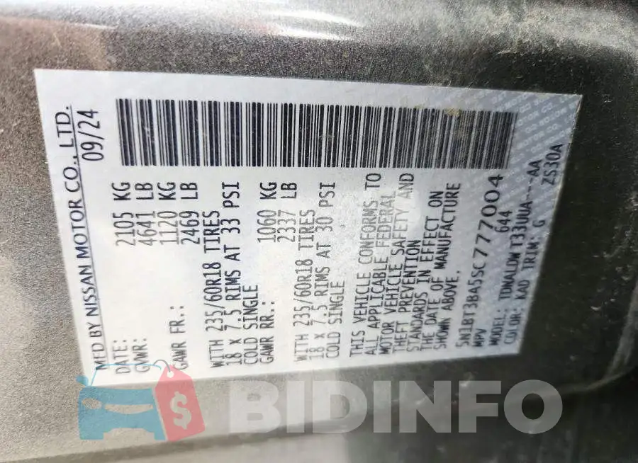 5N1BT3BA5SC777004 Photo# 13