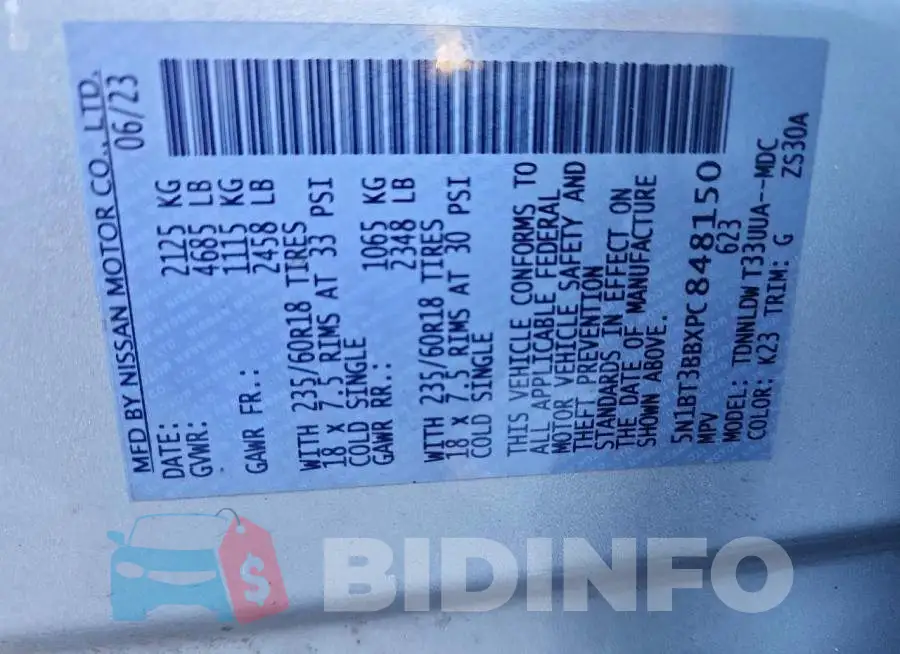 5N1BT3BBXPC848150 Photo# 13