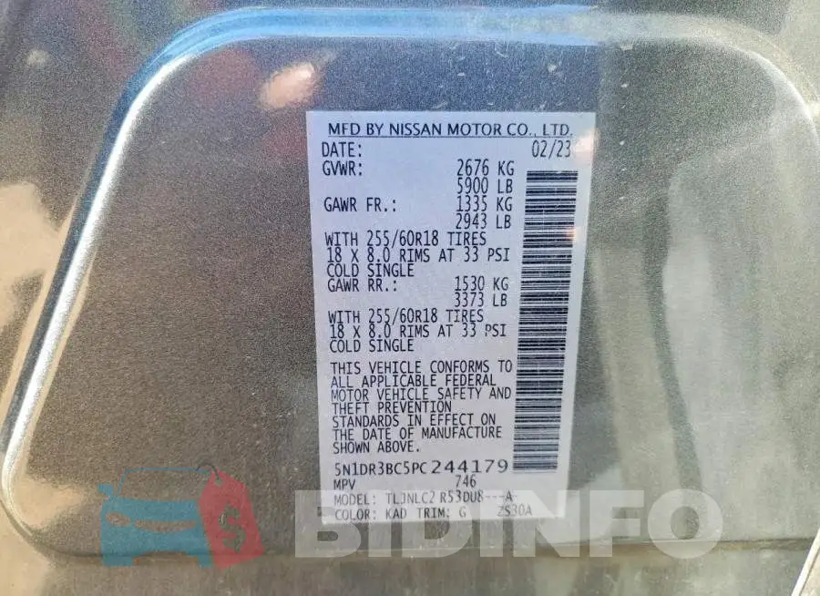 5N1DR3BC5PC244179 Photo# 14