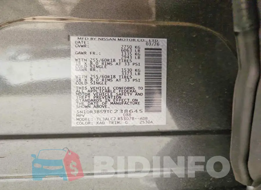 5N1DR3BS9TC238645 Photo# 13