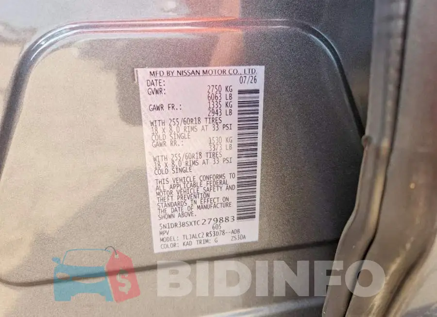5N1DR3BSXTC279883 Photo# 14