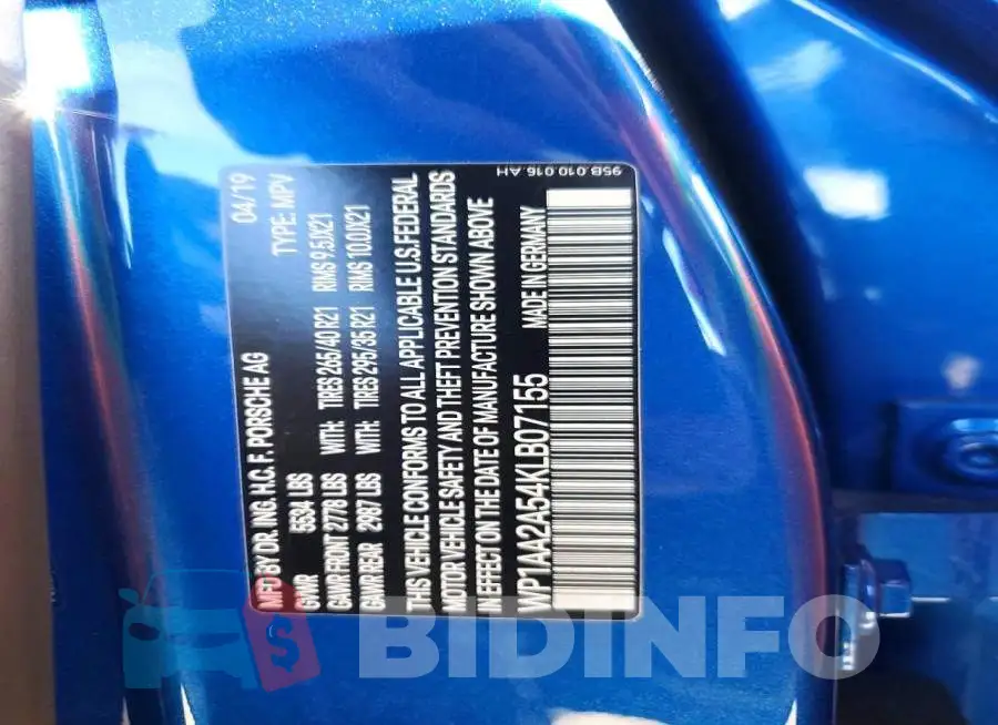 WP1AA2A54KLB07155 Photo# 13