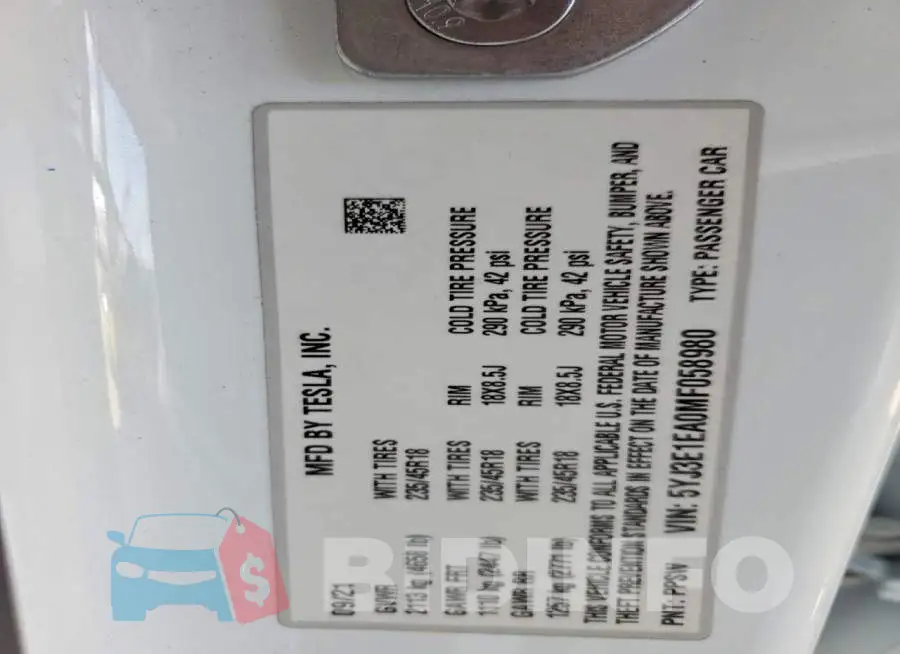 5YJ3E1EA0MF058980 Photo# 12